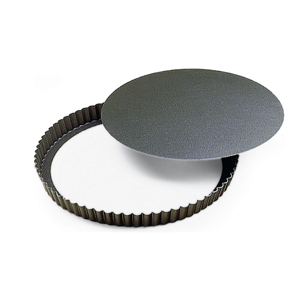 Gobel Non Stick Medium Deep Round Fluted Tart Mold with Removable Bottom, 10.4 inch x 1.4 inch Height Cavity