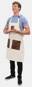 Intedge Beige/Brown Artisan Canvas with Contrasting Accents 3-Pocket Bib Apron 