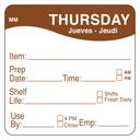 Daymark MoveMark Shelf Life Day of the Week Removable Label - Thursday, 2 x 2 inch -- 12 rolls per case.