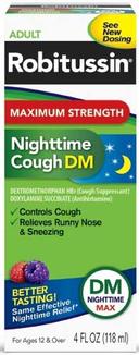 Robitussin Adult Maximum Strength Nighttime Cough DM Relief, 4 Fluid Ounce -- 24 per case.