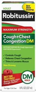 Robitussin Adult Berry Maximum Strength Cough Plus Chest Congestion DM Relief, 8 Fluid Ounce -- 12 per case.