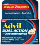 Advil Dual Action with Acetaminophen Caplet - 36 count per pack -- 36 packs per case