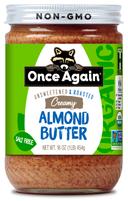 Once Again Organic Roasted Creamy No Salt Almond Butter, 16 Ounce -- 6 per case