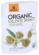 Gaea Organic Pitted Green Olives - Snack Pack, 2.3 Ounce -- 8 per case