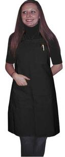 Intedge Black Poly/Cotton 1 Hip Pocket Deluxe Bib Apron with 1 Pen Pocket and Matching Ties, 32 inch Long x 28 inch Wide 