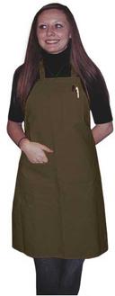 Intedge Brown Poly/Cotton 1 Hip Pocket Deluxe Bib Apron with 1 Pen Pocket and Matching Ties, 32 inch Long x 28 inch Wide 