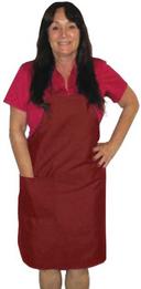 Intedge Red Poly/Cotton 1 Hip Pocket Deluxe Bib Apron with Matching Ties, 32 inch Long x 28 inch Wide 
