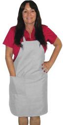 Intedge White Poly/Cotton 1 Hip Pocket Deluxe Bib Apron with Matching Ties, 32 inch Long x 28 inch Wide 