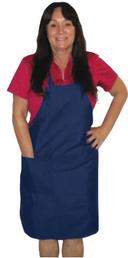 Intedge Blue Poly/Cotton 1 Hip Pocket Deluxe Bib Apron with Matching Ties, 32 inch Long x 28 inch Wide 