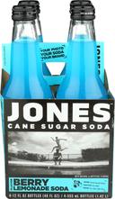Jones Berry Lemonade Cane Sugar Soda, 4 count per pack -- 6 per case