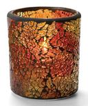 Hollowick Red and Gold Crackle Glass Votive Lamp, 3 1/4 x 3 x 3 inch.
