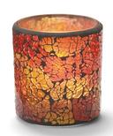 Hollowick Red and Gold Frosted Crackle Glass Votive Lamp, 3 1/4 x 3 x 3 inch.