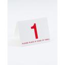Cal-Mil White / Red Double-Sided 26 to 50 Number Table Tents, 3.5 x 2 x 3 inch