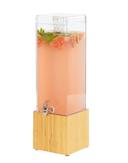 Cal Mil 3 Gallon Bamboo Acrylic Beverage Dispenser with Ice Chamber, 8.125 x 9.75 x 25.75 inch.