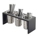 Cal-Mil Midnight Bamboo Three Compartment Cylinder Display Stand, 16 inch Width x 5.5 inch Depth x 6 inch Height