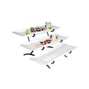 Cal-Mil Prestige Black Wide Frame Three Tier Wire Stand with Porcelain Platters, 23 x 18 x 12 inch