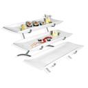 Cal-Mil Prestige Platinum Wide Frame Three Tier Wire Stand with Porcelain Platters, 23 x 18 x 12 inch