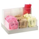 Cal-Mil Luxe Multi-Bin Condiment and Stir Stick Organizer with Stainless Steel Base, 8.75 x 6 x 5 inch