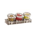 Cal-Mil Stainless Steel 16 Ounce Three Jar Mixology Display with Notched Lid, 13.375 x 4.875 x 4.75 inch
