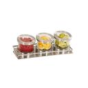 Cal-Mil Stainless Steel Three 32 Ounce Jar Mixology Display with Notched Lid, 16.375 x 5.875 x 5.75 inch