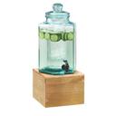 Cal-Mil Madera 2 Gallon Vintage Glass Beverage Dispenser with Wooden Base and Ice Chamber, 10.75 x 11.5 x 22.75 inch