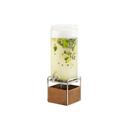 Cal-Mil Mid-Century 3 Gallon Square Beverage Dispenser with Walnut and Chrome Base and Ice Chamber, 8.25 x 10 x 24 inch