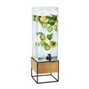 Cal-Mil Madera 3 Gallon Wood and Metal Base Square Beverage Dispenser with Ice Chamber, 8 x 8 x 25.5 inch