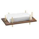 Cal-Mil Mid Century Napkin Holder with Brass Frame, 10 x 5.5 x 3.5 inch