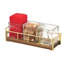 Cal-Mil Mid Century Three Jar Organizer with Brass Frame, 13.5 x 4.5 x 4.75 inch