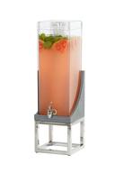 Cal Mil Oak Ashwood Gray Square Acrylic Ice Chamber Beverage Dispenser, 8 x 8 x 26 inch.