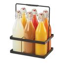 Cal-Mil Black 6 Glass Pitcher Caddy with 32 Ounce Glass Bottles, 11 x 7.5 x 14 inch