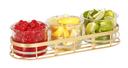 Cal-Mil Monaco Gold Metal Oval Condiment Organizer with 3 Glass Jar, 16.375 inch Width x 5.875 inch Depth x 5.75 inch Height