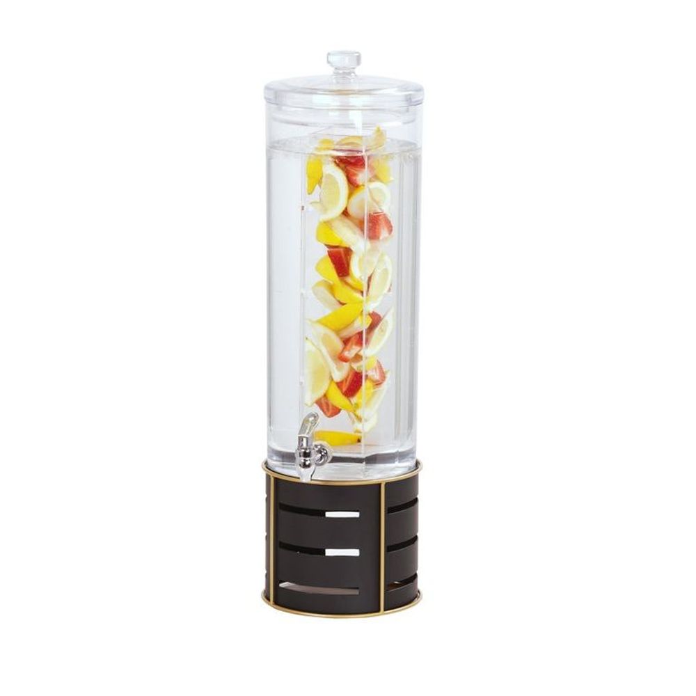 Cal-Mil Empire 3 Gallon Black Round Beverage Dispenser with Infusion Chamber, 10.5 inch Dia x 24 inch
