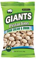 Giants 3 Flavors Sour Cream and Onion Original and Dill Pickle Pistachios - Shipper -- 48 per case