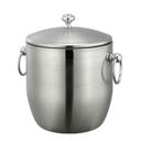 Service Ideas Stainless Steel Brushed with Polished Accents Double Wall Ice Bucket, 3 Liter Capacity