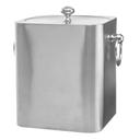 Service Ideas Stainless Steel Brushed Finish Double Wall Square Ice Bucket, 3 Liter Capacity