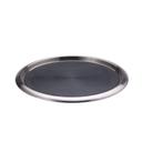 Service Ideas Brushed Stainless Non Slip Round Molded-Insert Stackable Bar and Serving Tray, 14 x 14 x 1 inch