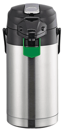 Service Ideas Signa Air Brushed Stainless and Black Vacuum Insulated Airpot with Lid, 2.2 Liter Capacity
