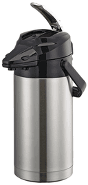 Service Ideas Signa Air Brushed Stainless and Black Vacuum Insulated Airpot with Lid, 2.5 Liter Capacity