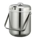 Service Ideas 18/8 Stainless Steel Brushed Finish White Lined Double Wall Ice Bucket with Tongs, 1.5 Liter Capacity