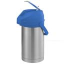 Service Ideas Color Me SVAC Brushed Stainless Finish Vacuum Insulated Airpot with Blue Lever Pump Lid, 3 Liter Capacity -- 6 per case