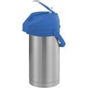 Service Ideas Color Me SVAC Brushed Stainless Finish Vacuum Insulated Airpot with Blue Lever Pump Lid, 3.7 Liter Capacity
