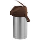 Service Ideas Color Me SVAC Brushed Stainless Finish Vacuum Insulated Airpot with Brown Lever Pump Lid, 3 Liter Capacity