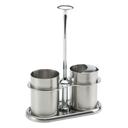 Service Ideas 18/8 Stainless Steel Brushed Finish Cream and Sugar Caddy Set, 3 inch Width x 7.5 inch Height