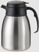 Service Ideas SteelVac Brushed Stainless and Black Essential Seamless Chamber Vacuum Insulated Carafe, 2 Liter Capacity