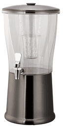 Service Ideas Elite Stainless Steel Dark Tungsten Round Cold Beverage Dispenser, 3 Gallon Capacity