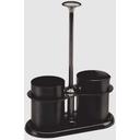 Service Ideas 18/8 Stainless Steel Black Onyx Finish Cream and Sugar Caddy Set, 3 inch Width x 7.5 inch Height