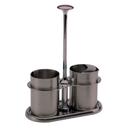 Service Ideas 18/8 Stainless Steel Dark Tungsten Finish Cream and Sugar Caddy Set, 3 inch Width x 7.5 inch Height