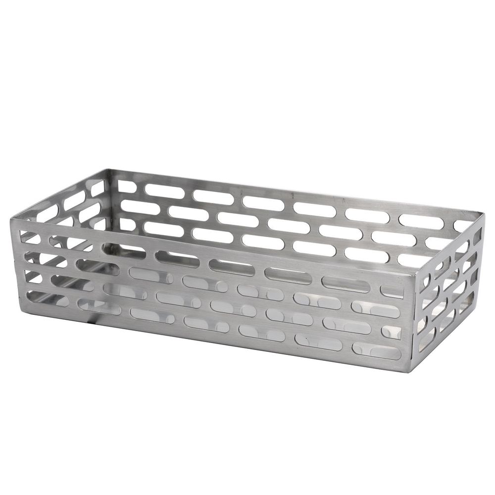 Service Ideas 18/8 Stainless Steel Brushed Finish Rectangle Mod18 Bread Basket, 9 inch Depth x 5 inch Width x 3 inch Height