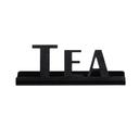 Service Ideas Stainless Steel Black Onyx Finish Tea Laser Cut ID Tabletop Sign, 1 inch Width x 1 inch Height